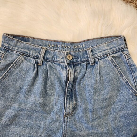 American Eagle Mom Short Pleated Hi Rise Jean Shorts Cuffed 90s Y2K Summer 6 - Picture 4 of 12